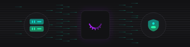 An illustration of an eye closed as data is passed
